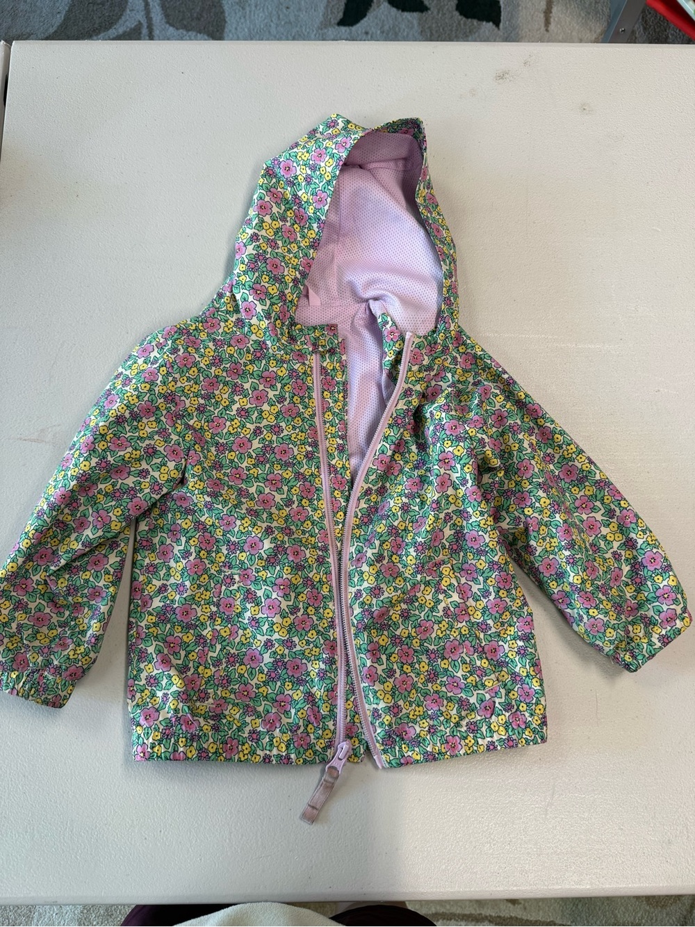 Cat & Jack Floral Hooded Raincoat - Pink, Green, Yellow